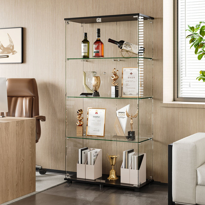Display Cabinet With Shelf Double Doors And Lock Home Essentials