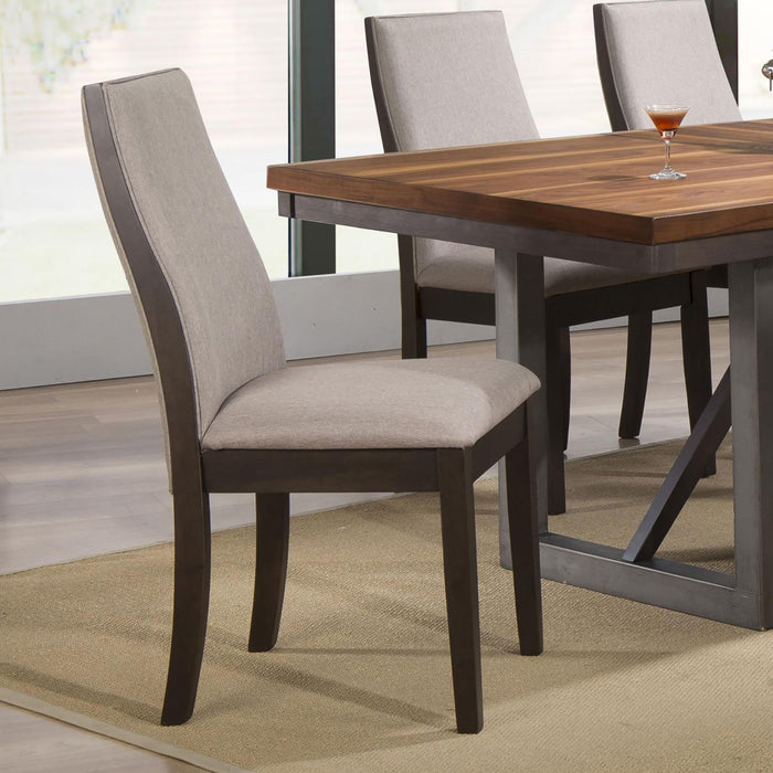 Upholstered Dining Chair (Set of 2) - Taupe / Brown Furniture Max