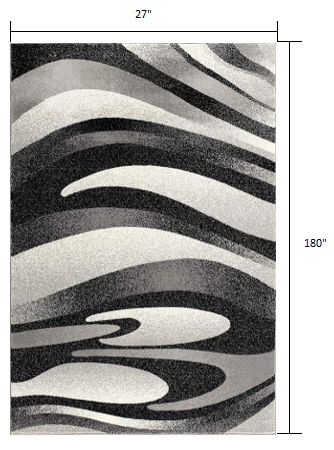 15' Abstract Power Loom Runner Rug - Gray