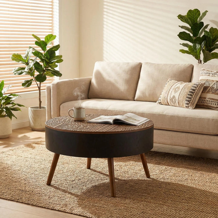 Round Coffee Table With Storage Function For Living Rooms Home Essentials