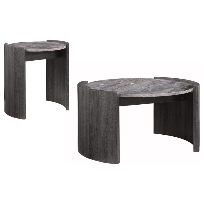 Zende - 2 Piece Coffee And End Table Set - Gray Furniture Max