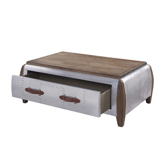 Brancaster - Coffee Table - Antique Oak & Aluminum ACME