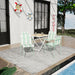 4 Piece Set Of Color Block Designed Single Chairs, Folding Square Table - Haze Green / Khaki / White Home Essentials