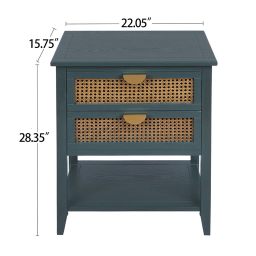 2 Drawer Side Table, Natural Rattan Home Essentials