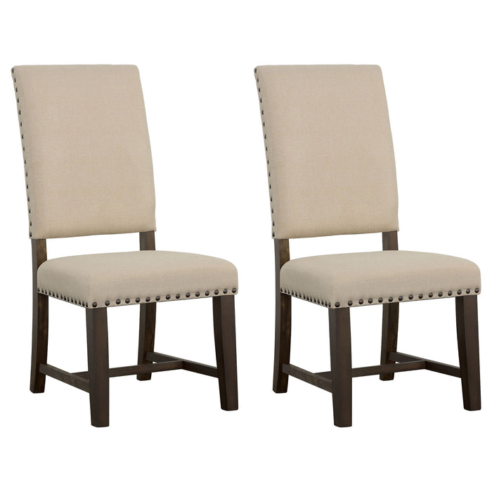 Upholstered Side Chair With Nailhead Accents (Set of 2) - Beige Furniture Max