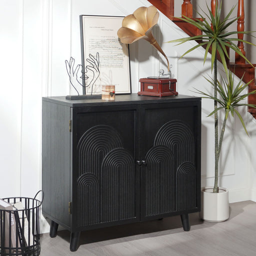 2 Door Accent Cabinet Storage Cabinet With Adjustable Shelf - Black Home Essentials
