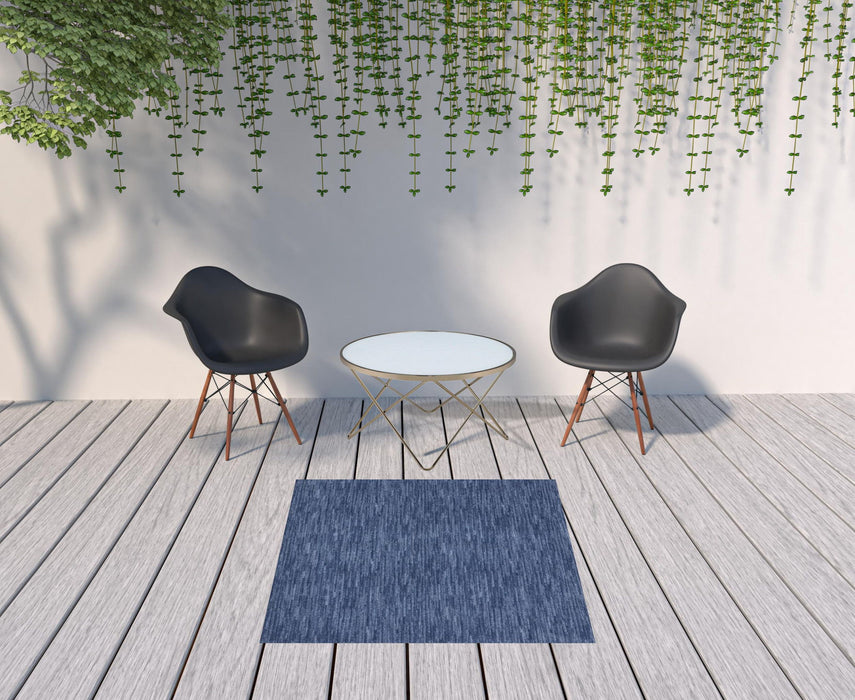 5' X 5' Square Non Skid Indoor / Outdoor Area Rug - Navy Blue