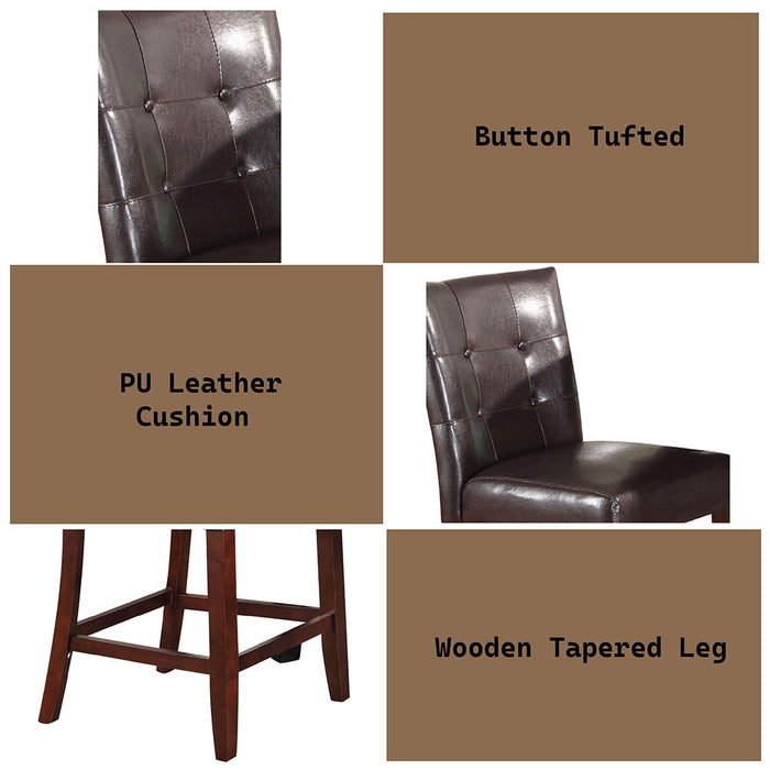 Britney - 20" Counter Height Chair Set of 2) - Espresso Synthetic Leather & Walnut
