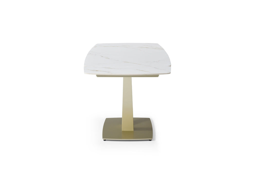 109 - Dining Table - White Gloss / Golden Jade Extravaganza Collection