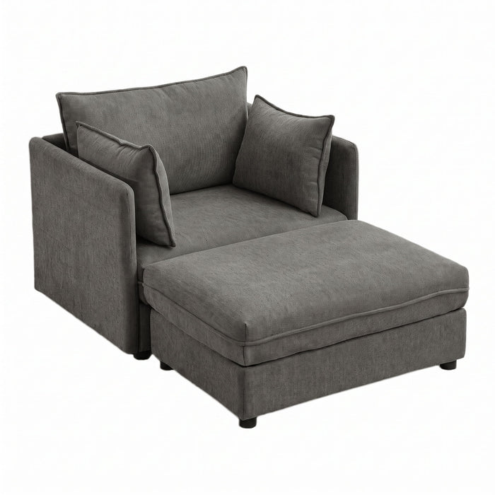 Oversized Deep Seat Accent Chair With Matching Storage Ottoman & Throw Pillows Hearth and Haven