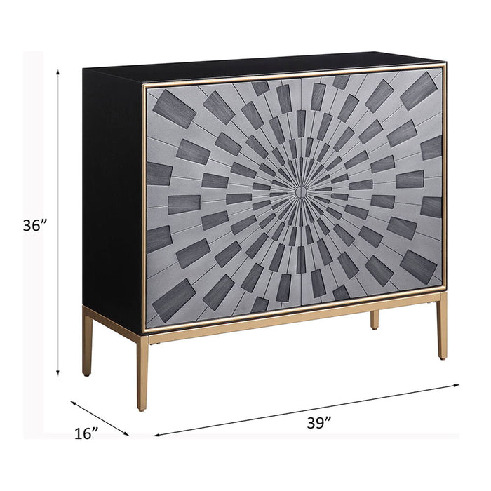 Quilla - Console Cabinet - Black, Gray & Brass ACME
