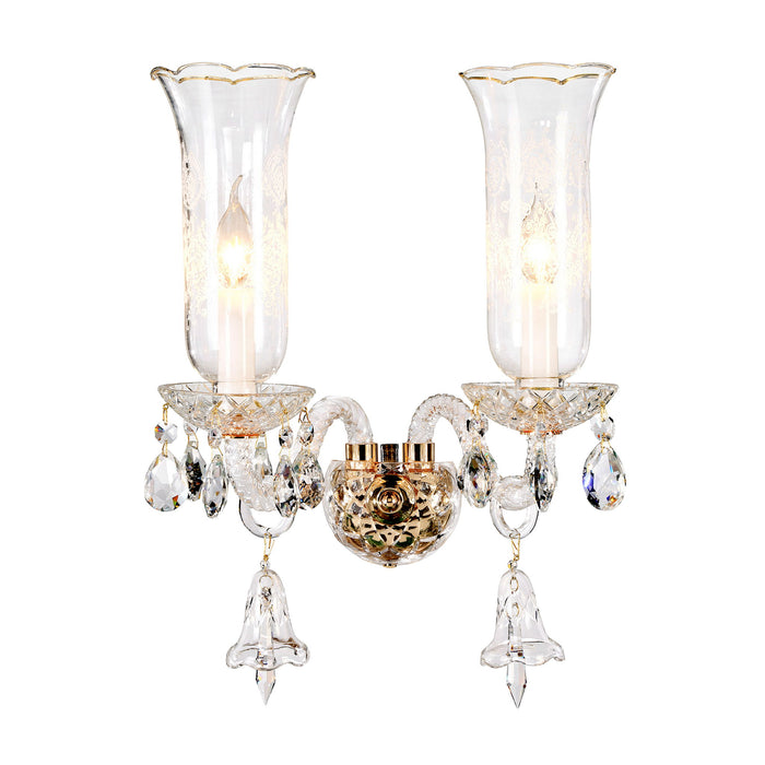 Michael Amini Lighting - Winter Palace 2-Light Traditional Crystal Wall Sconce - Gold / White Michael Amini