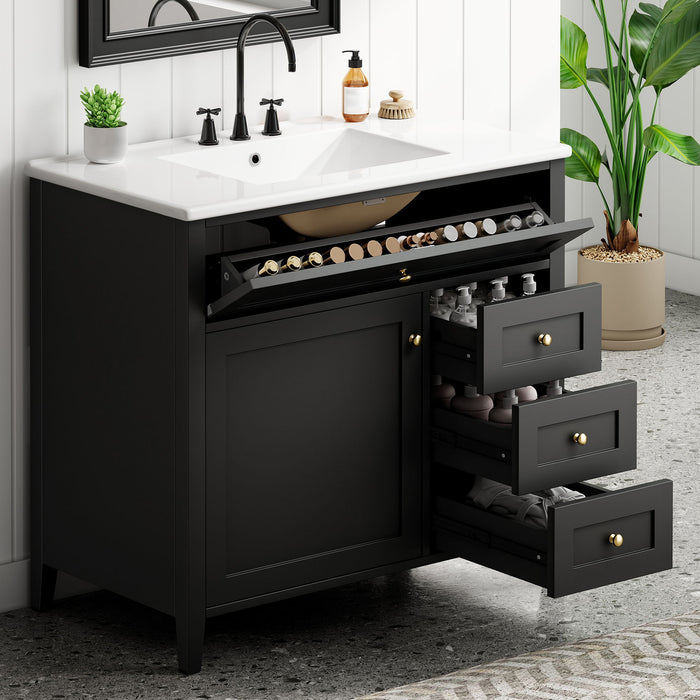 Bathroom Vanity With Sink, Cabinet With 3 Drawers And Adjustable Shelf Hearth and Haven