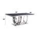 Nasir - Dining Table - Gray Printed Faux Marble Top & Mirrored Silver ACME