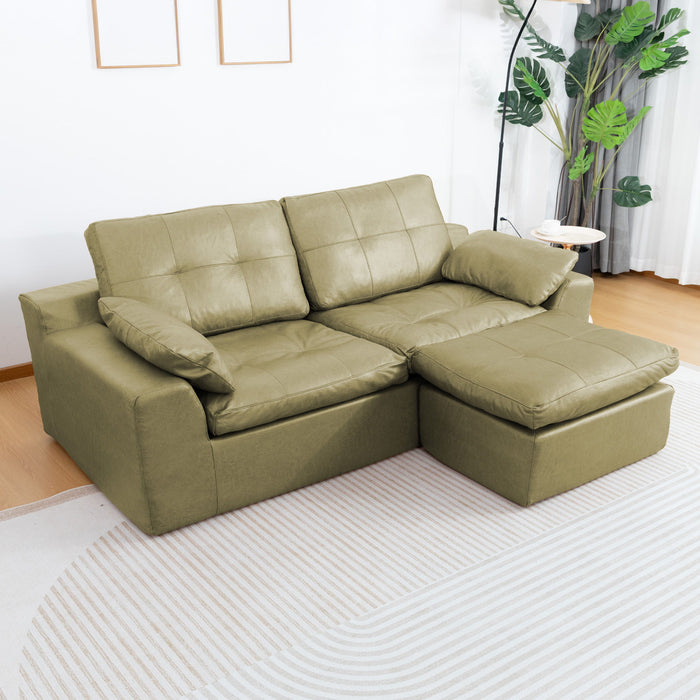 L - Shaped Modular 2 Seater Sofa With Movable Ottoman And High Density Sponge Cushions For Living Room Home Essentials