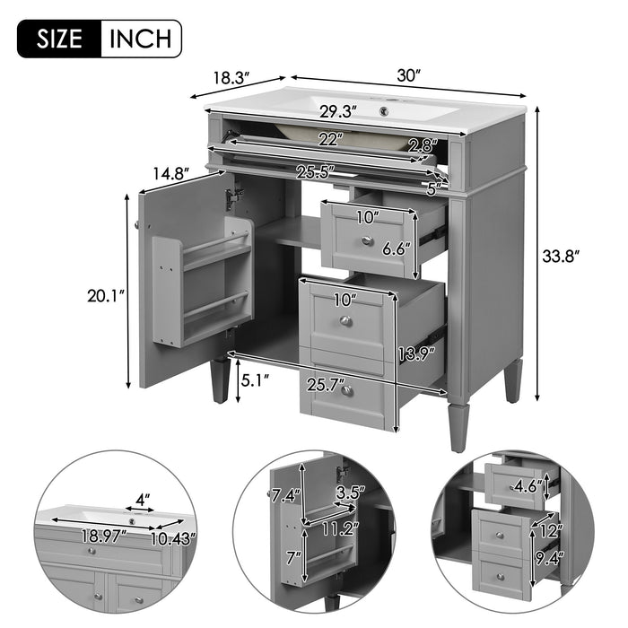 Bathroom Vanity With Top Sink, 2 Drawers & Tip Out Drawer Hearth and Haven