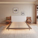 Floating King Size Bed With Integrated Side Tables And Smart Lighting - Beige Gray / White Home Essentials