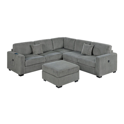 Upholstered L - Shaped 4 Piece Sectional Set With USB, Cocktail Ottoman Home Essentials