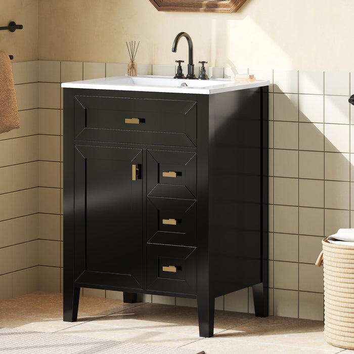 Bathroom Vanity With Sink, 3 Drawers & Cabinet With 2 Tier Door Storage Rack, Soft Close Doors & Drawers Hearth and Haven
