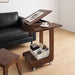 C - Shaped End Table, Rolling With 360° Adjustable & Foldable Desktop, Couch Table With Laptop Stand For Living Room - Walnut Home Essentials