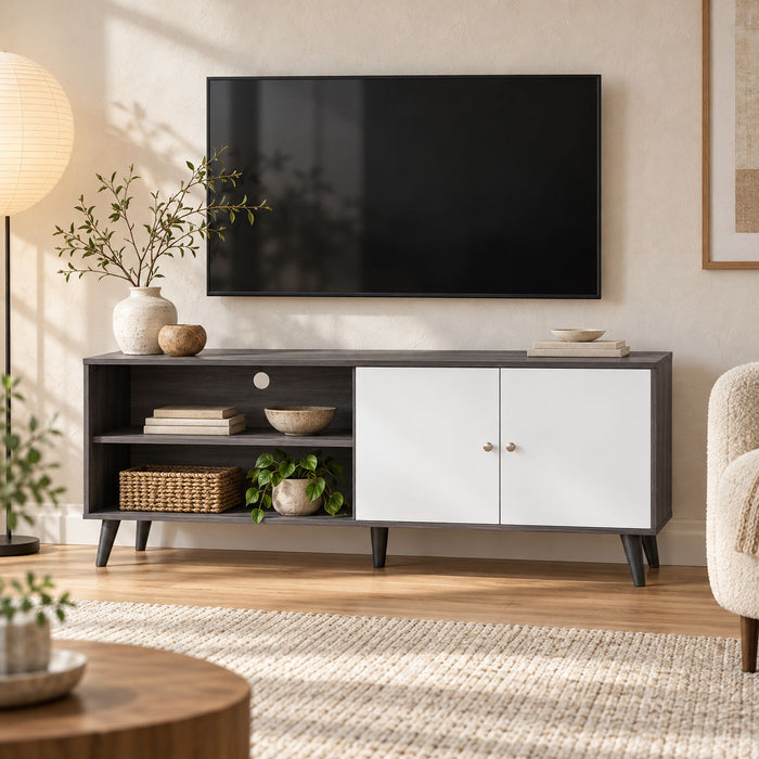 Amidon - TV Stand, With 2 Storage Shelves And 1 Cabinet US Pride