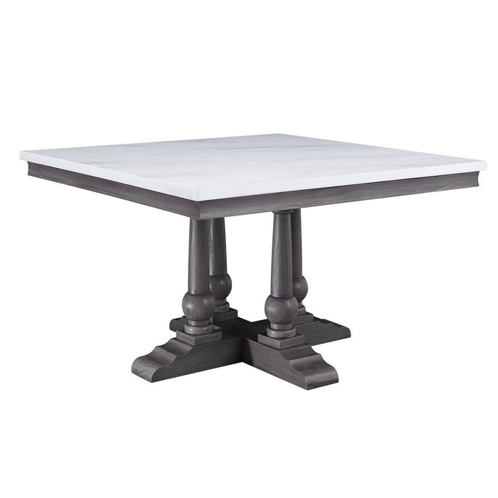 Yabeina - Square Dining Table - Marble Top Top & Gray Oak
