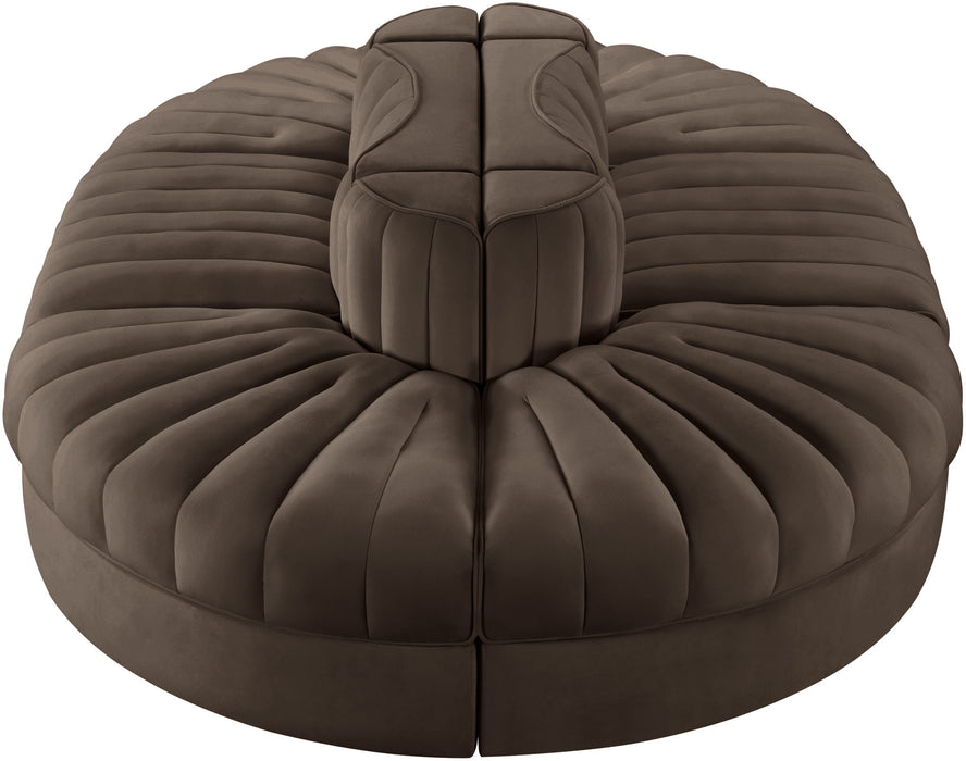 Rummi - Oval Velvet Performance Fabric Upholstered 6 Piece Modular Sectional Meridian Furniture