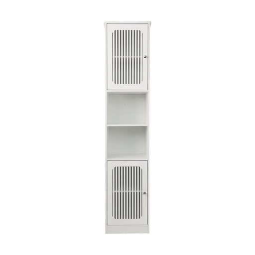 Tall Bathroom Cabinet With Adjustable Shelves, Louvered Door Floor Standing Storage Unit - White Home Essentials