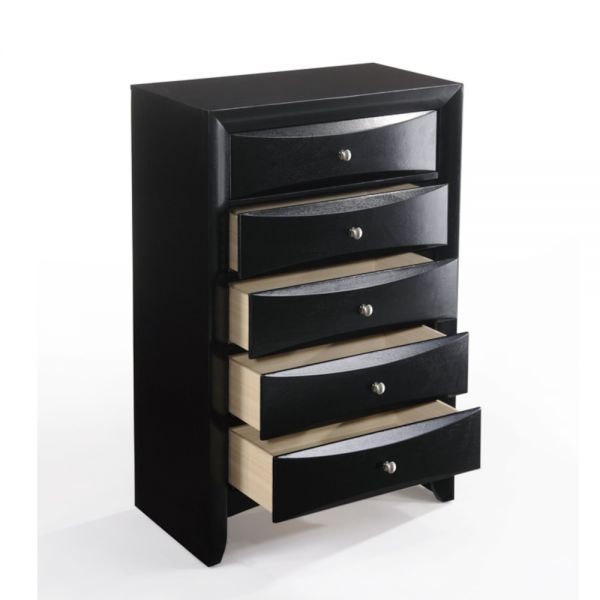 Wood Chest With Center Metal Glide - Black