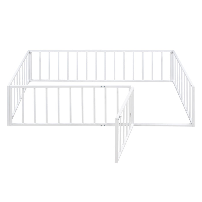 Metal Floor Bed Frame With Fence And Door