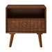 Nightstand With Carved Geometric Drawer Front, 1 Drawer And Open Shelf Home Essentials