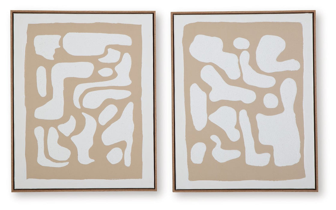 Waldett - Wall Art Set (Set of 2) - Beige / White