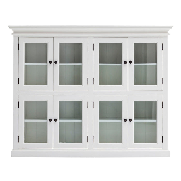 Wood And Glass Two Level Storage Cabinet - White