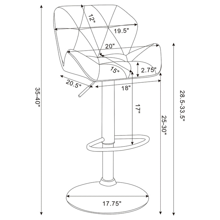 Adjustable Bar Stool With Height-Adjustable Base (Set of 2) Furniture Max