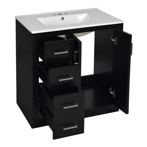 Ceramic Sink Combo, Freestanding Vanity Set With 3 Drawers & Soft Closing Doors Hearth and Haven