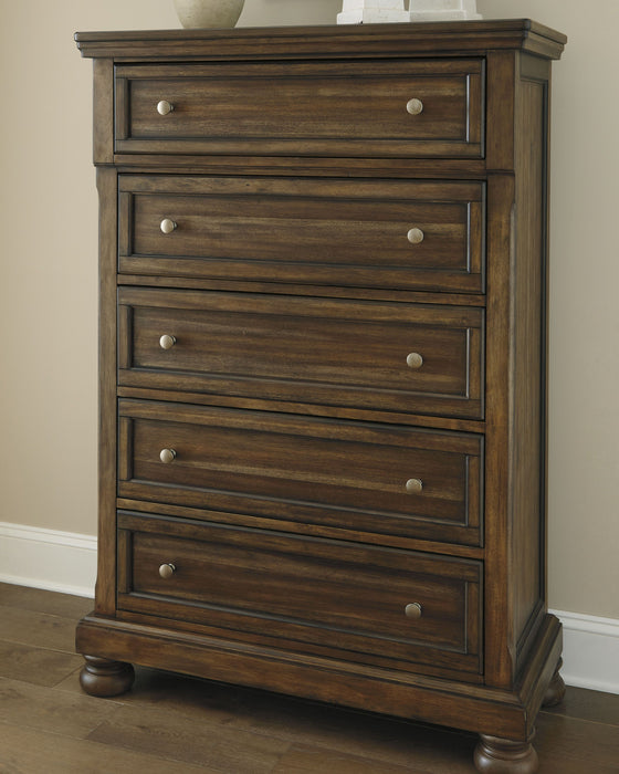 Flynnter - Medium Brown - Five Drawer Chest