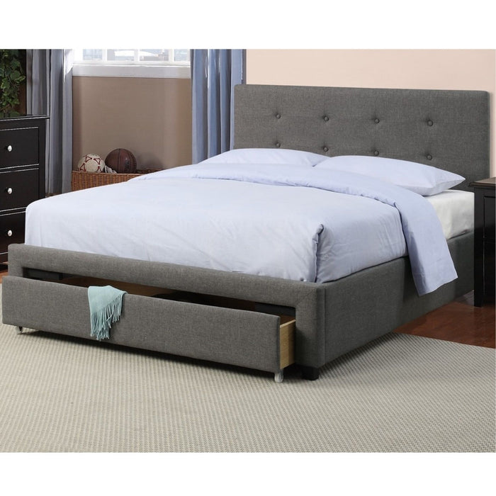Bed With Tufted Headboard And Storage Drawer Home Essentials