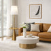Celestial - Modern Floor Lamp With Accent Table With Large Shade - Gold / White Ashcroft Furniture