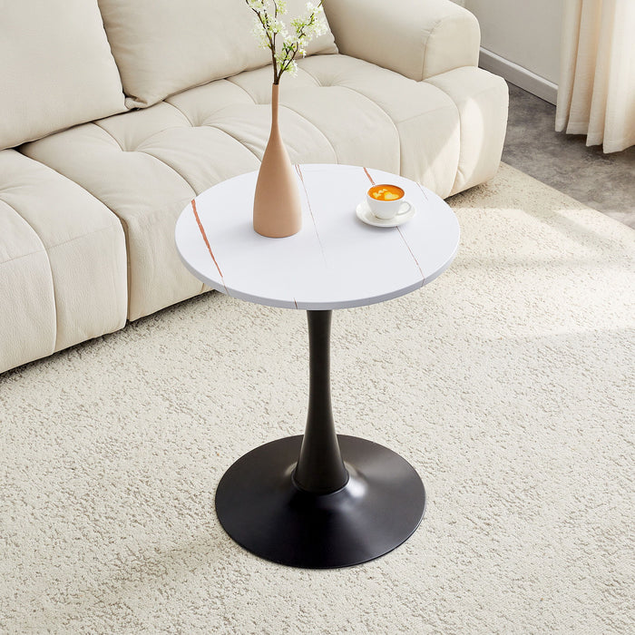 Round Dining Table With Thickened Engineered Wood Top And Metal Pedestal, 23.6" Diameter For Kitchen, Living Room, Small Spaces Home Essentials