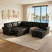 U Shape Sectional Sleeper Sofa With Pull Out Bed And Storage Chaise - Black Home Essentials