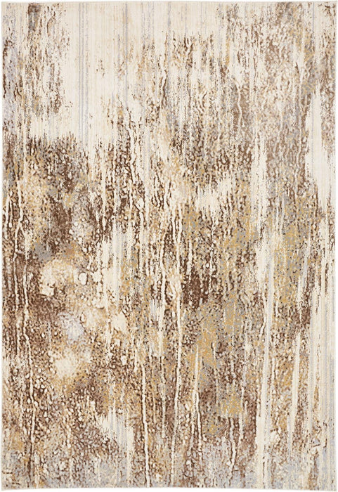 Abstract Area Rug - Tan Ivory And Brown - 12' X 15'