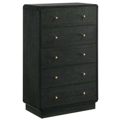 Burton - 5 Drawer Chest Of Drawers - Black Furniture Max