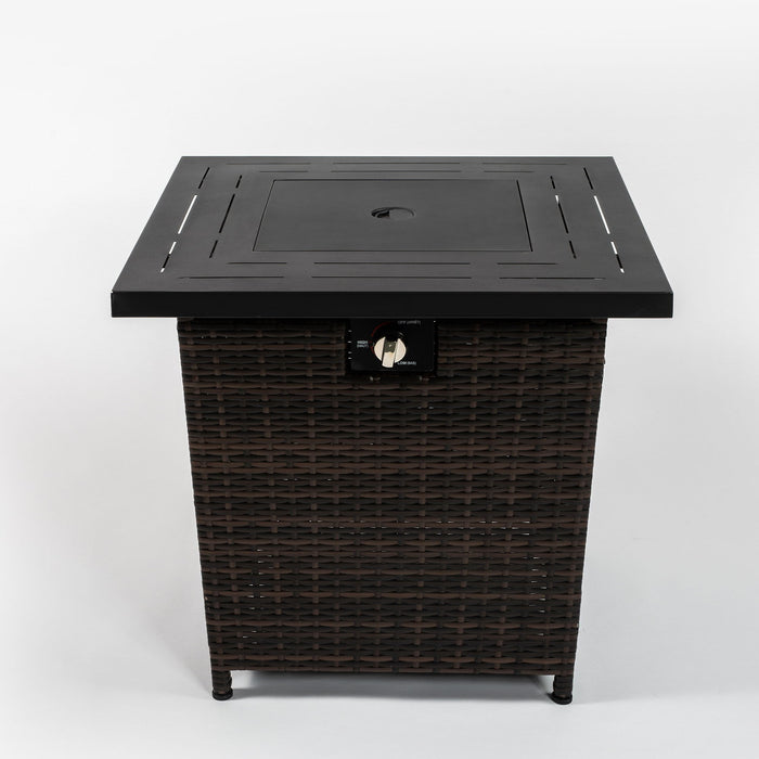 Square Fire Pit Table - Black Brown Patioseek