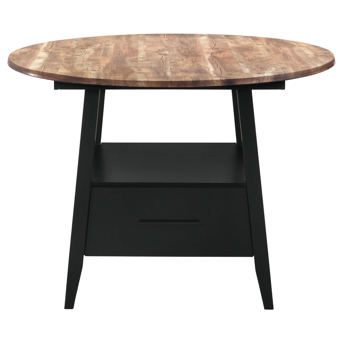 Arunda Yukon - Round Counter Height Dining Table With Pedestal Base And Built In Drawer - Oak Furniture Max