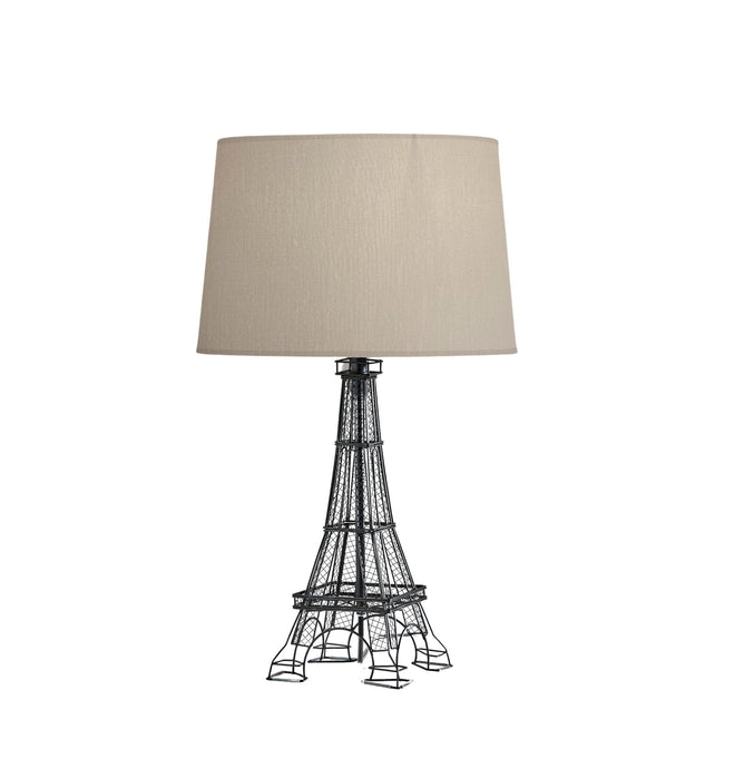 Acrylic Paris Desk Table Lamp With White Drum Shade - Black