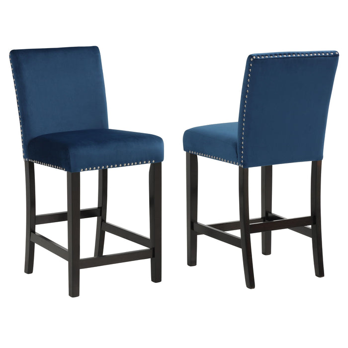 Modern 5 Piece Counter Height Dining Set With Tufted Nail Head Chairs