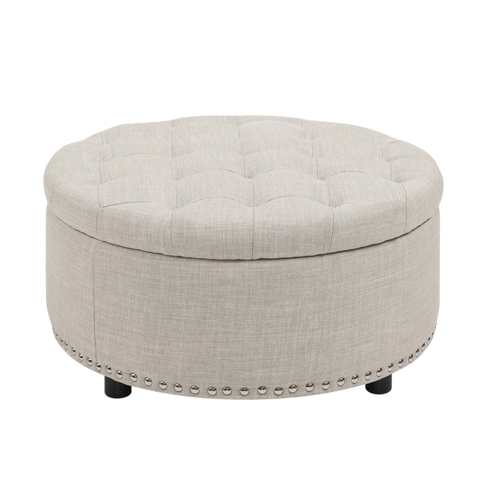 Tufted Storage Ottoman With Upholstery Home Essentials