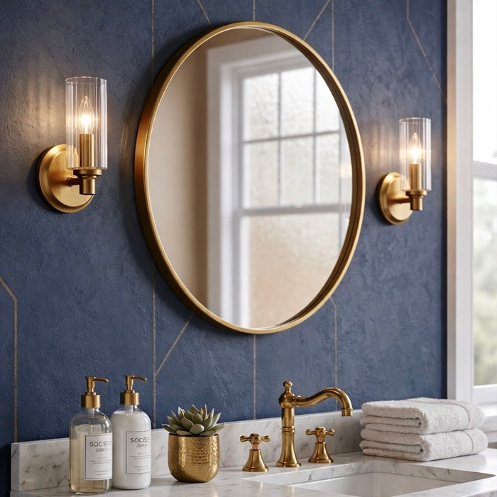 Jardin - Single Light Wall Sconce With Clear Ribbed Satin - Clear / Gold Ashcroft Furniture