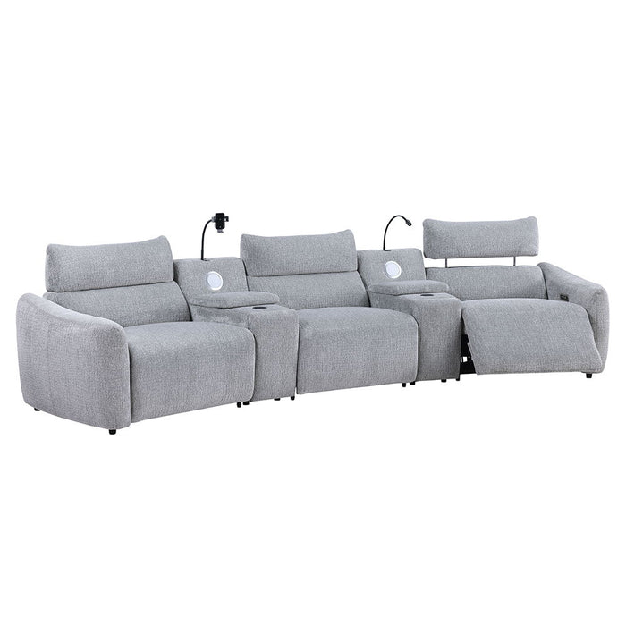Fullar - LAF Modular Power Motion Recliner - Light Gary Chenille