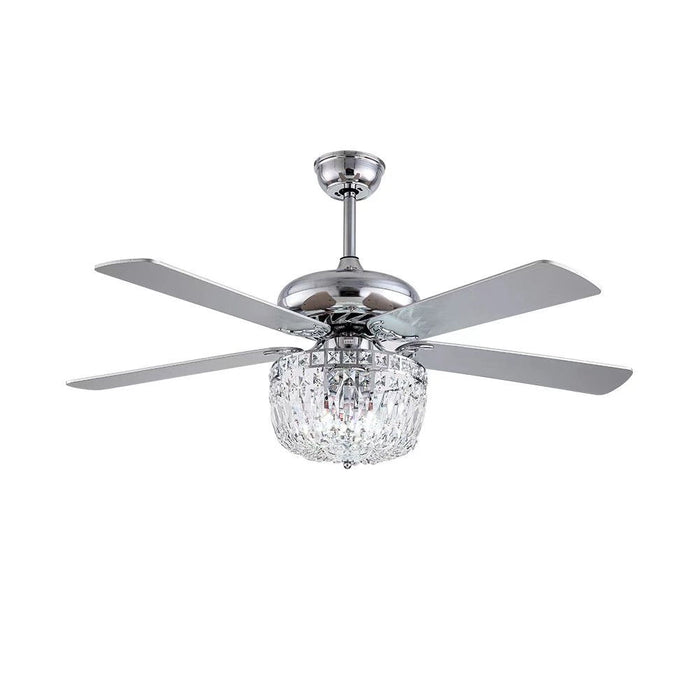 Faux Crystal Mod Chandelier Ceiling Fan - Silver